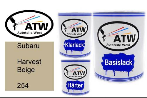 Subaru, Harvest Beige, 254: 1L Lackdose + 1L Klarlack + 500ml Härter - Set, von ATW Autoteile West.